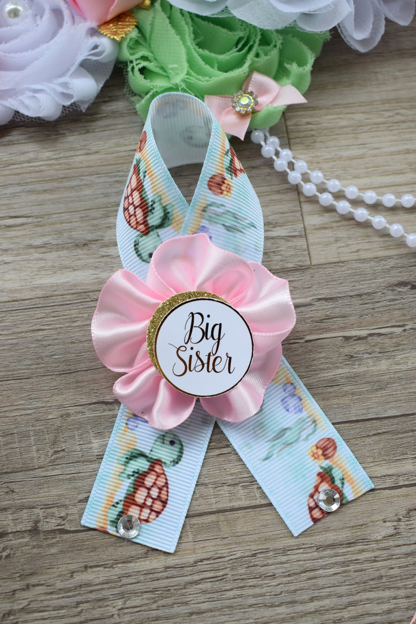 Girl Turtle Baby Shower, Turtle Aqua Blue Flower Sash, Under The Sea Corsage Pin, Turtle Mommy To Be, Turtle Daddy To Be, Turtle Shower