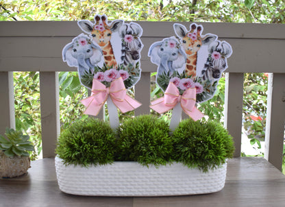 Girl Jungle Safari Topper Baby Shower, Party Decor, Baby Shower Centerpieces Decorations, Room Nursery Decor, New Mom Gifts - S0002