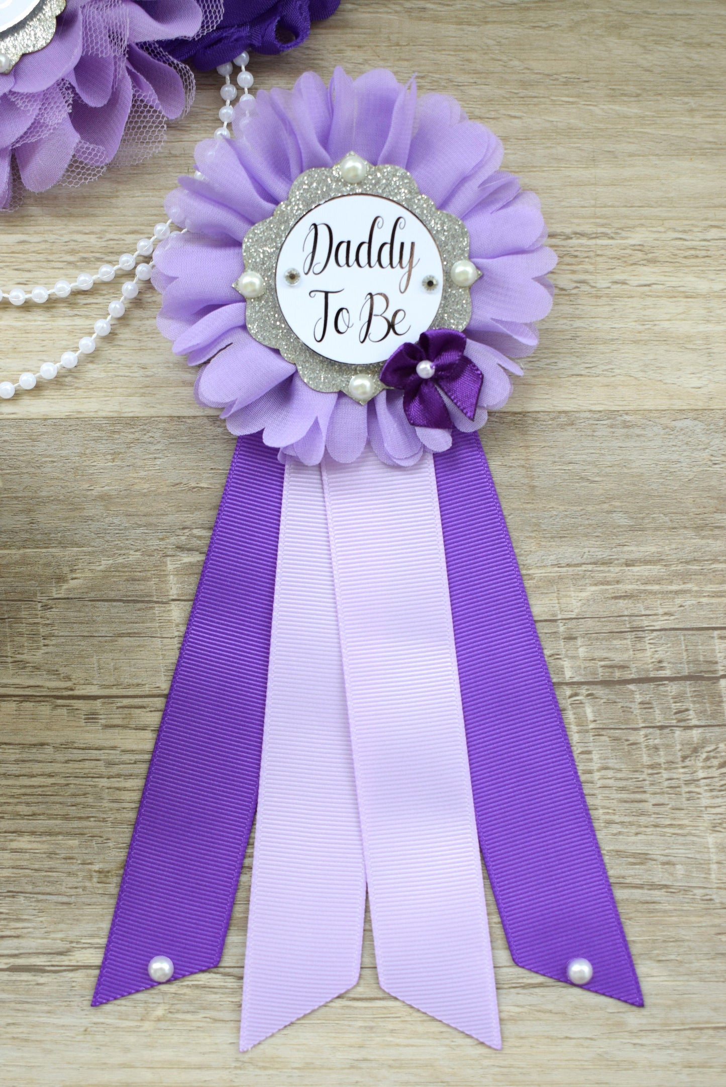 Purple Lavender Maternity Sash, Purple Lilac Silver Mommy To Be Maternity Sash, Daddy To Be Pin, Purple Big Sister Pin, Custom