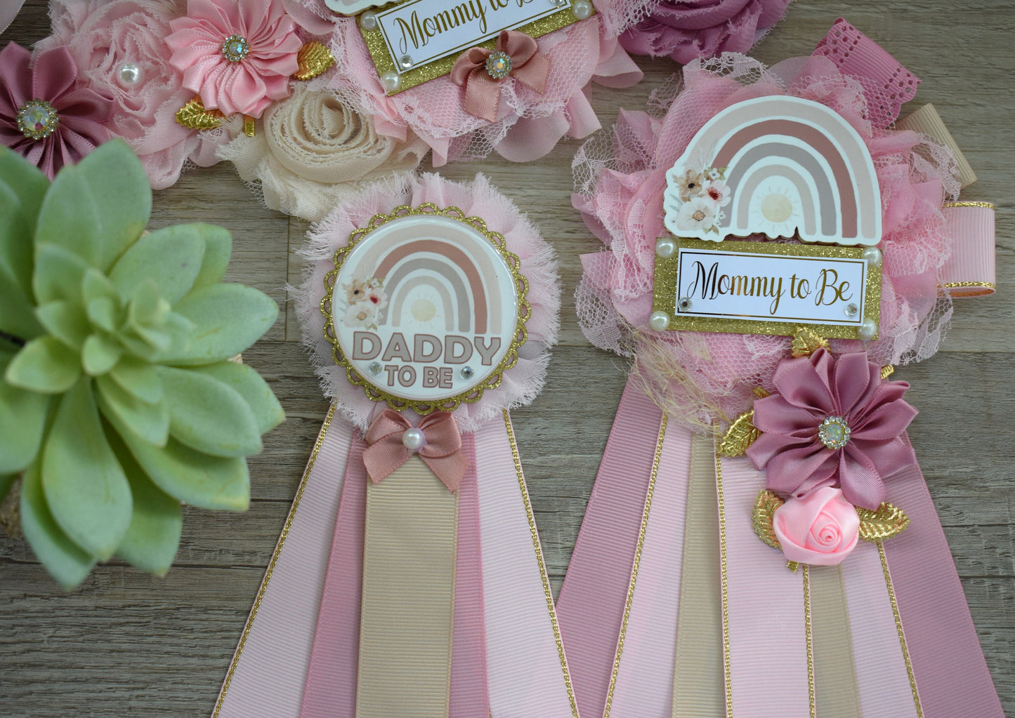 Girl Boho Rainbow Baby Shower, Pink Boho Rainbow Maternity Sash, Girl Boho Rainbow Mommy to Be Pin, Rainbow Daddy to Be Pin, Custom Pin