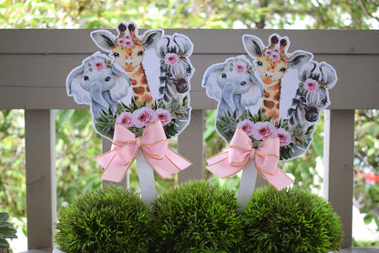 Girl Jungle Safari Topper Baby Shower, Party Decor, Baby Shower Centerpieces Decorations, Room Nursery Decor, New Mom Gifts - S0002