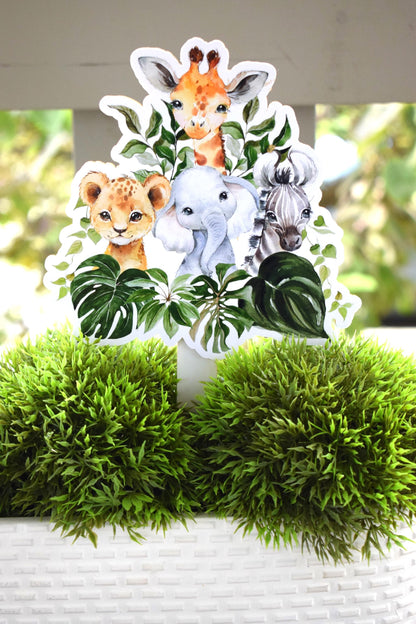 Jungle Safari Topper For Baby Shower Or Party, Party Decor, Baby Shower Centerpieces Decorations, Room Nursery Decor, New Mom Gifts - S0002