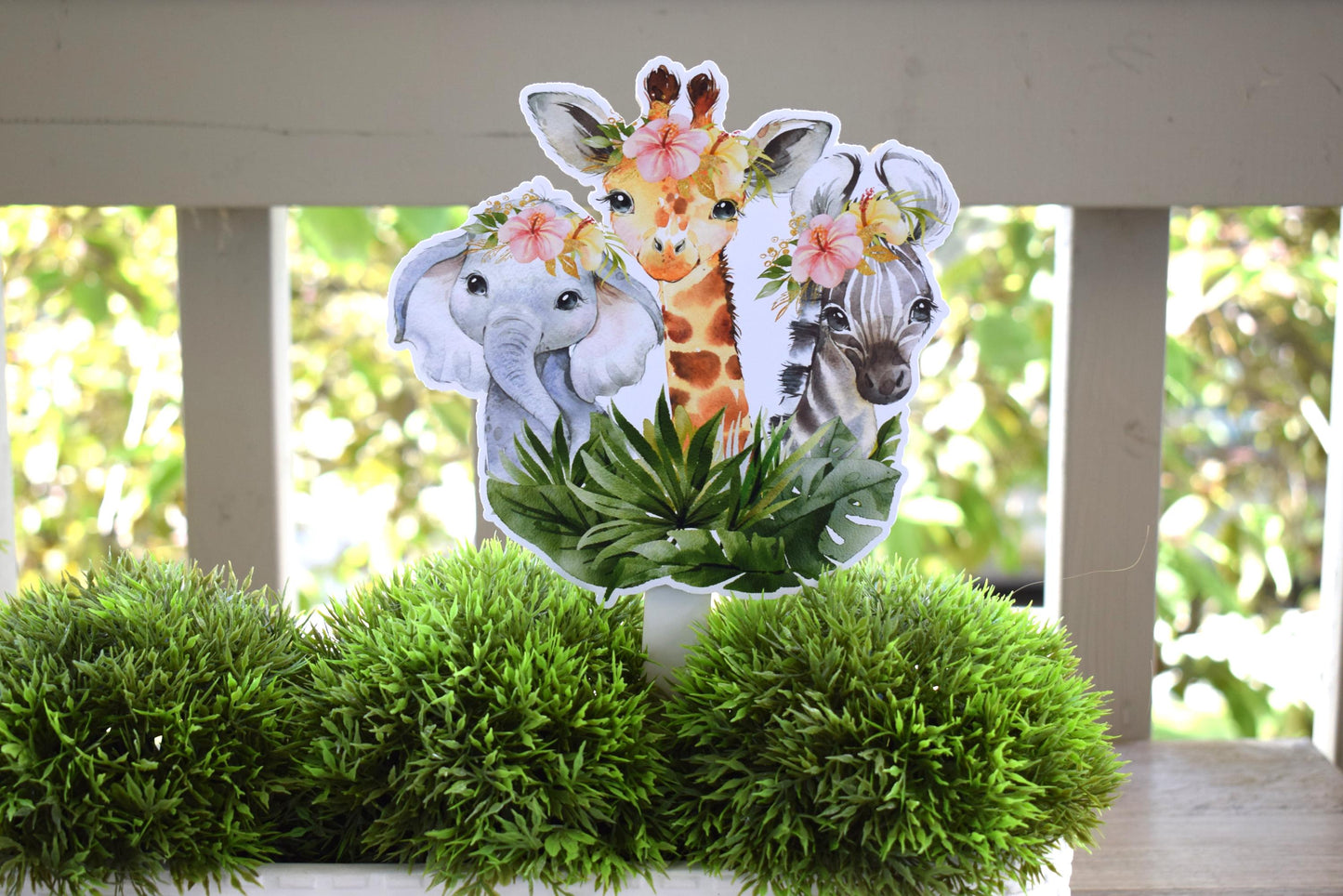 Tropical Girl Jungle Safari Topper For Baby Shower Or Party, Party Decor, Baby Shower Centerpieces Decorations, Room Decor, New Mom Gifts