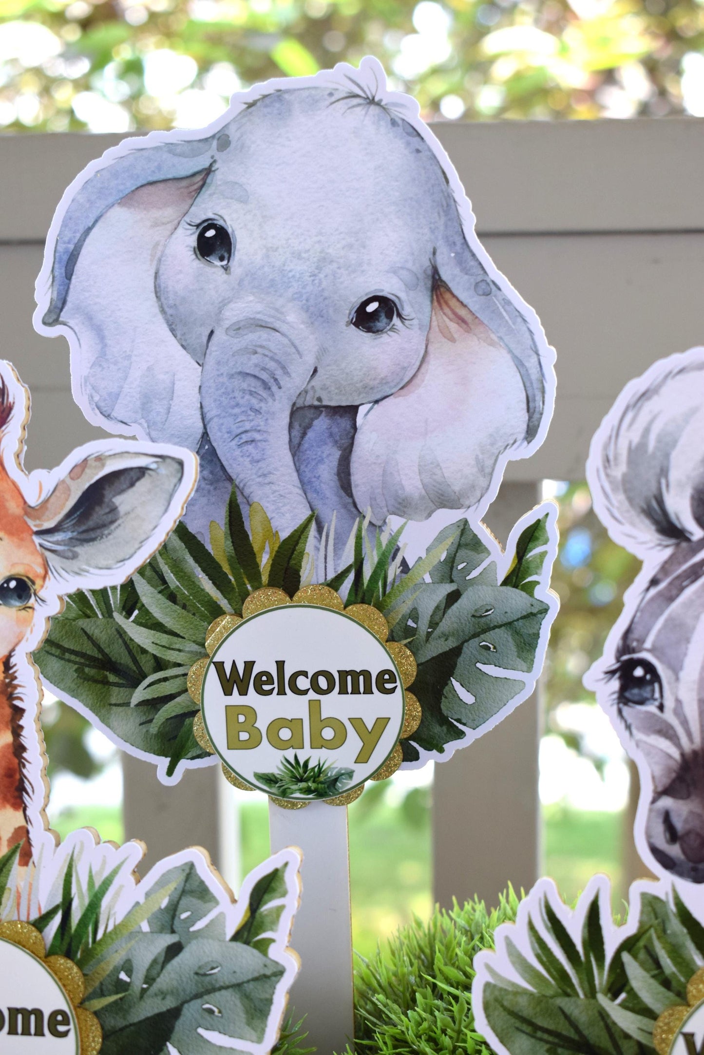 Jungle Safari Cake Toppers, Baby Shower Party, Baby Shower Centerpieces Decorations, Boy Room Nursery Decor, New Mom Gifts - S0001