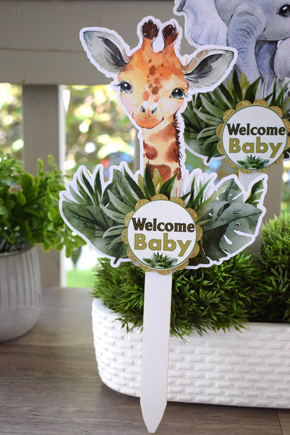 Jungle Safari Cake Toppers, Baby Shower Party, Baby Shower Centerpieces Decorations, Boy Room Nursery Decor, New Mom Gifts - S0001