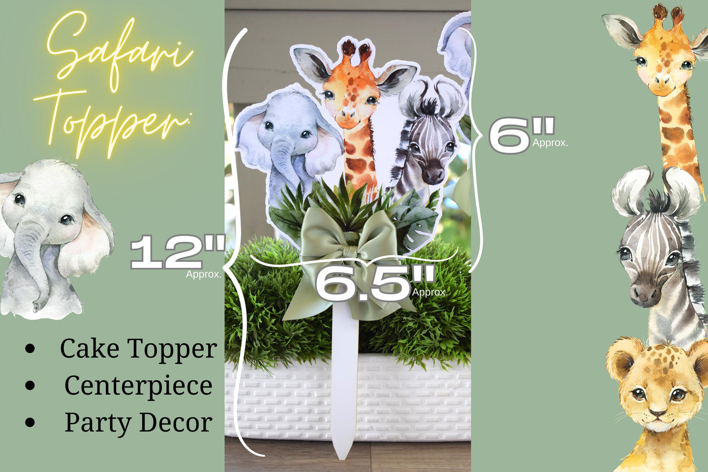 Jungle Safari Topper Baby Shower, Party Decor, Baby Shower Centerpieces Decorations, Room Nursery Decor, New Mom Gifts - S0001