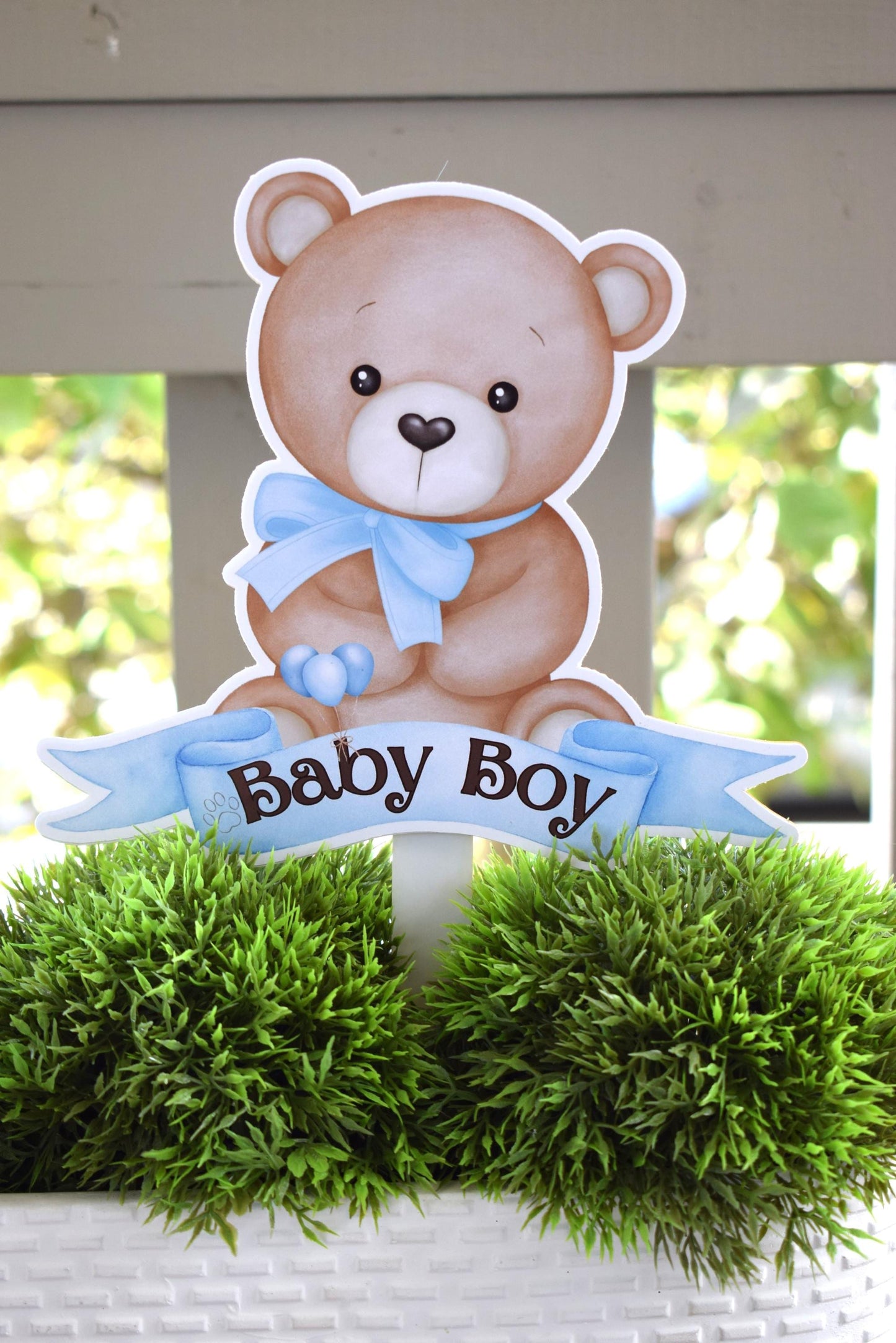 Boy Teddy Bear Cake Toppers, Blue Bear Baby Shower, Bear Party, Cupcake, Bear Baby Shower Decorations - S0002