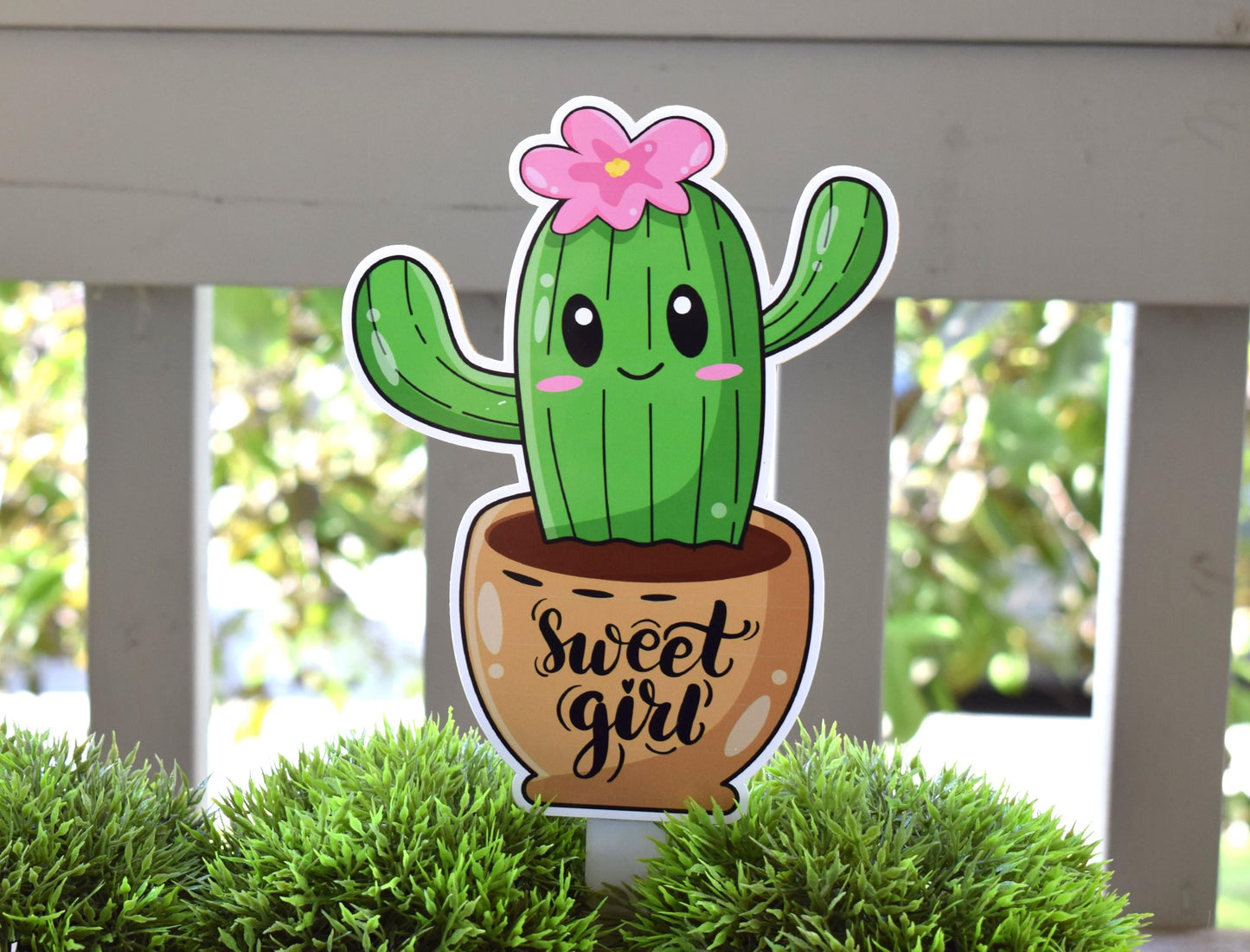 Girl Cactus Cake Toppers, Cactus Baby Shower Party, Flower Girl Cactus Baby Shower Centerpieces Decorations, Room Decor, Mom Gifts - S00015