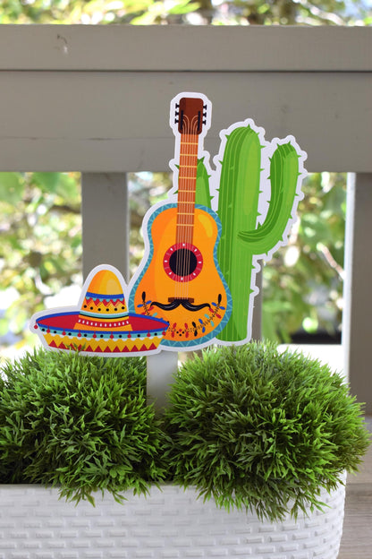 Mexican Fiesta Cake Topper, Cactus Baby Shower Party, Mexican Cactus Baby Shower Centerpieces Decorations, Room Decor, Mom Gifts - S00015