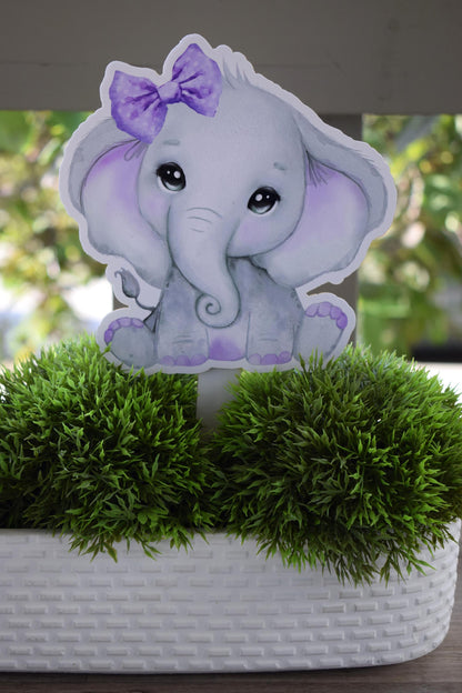 Lavender Elephant Cake Toppers, Elephant Baby Shower and Party, Purple Lavender Diaper Cake, Baby Shower Decor, Celebrations By Cris - S0002