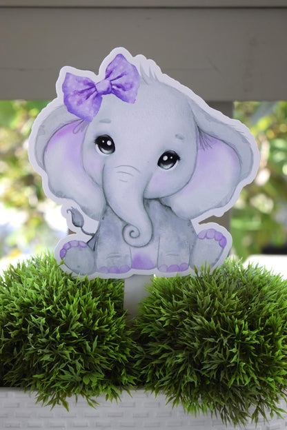 Lavender Elephant Cake Toppers, Elephant Baby Shower and Party, Purple Lavender Diaper Cake, Baby Shower Decor, Celebrations By Cris - S0002