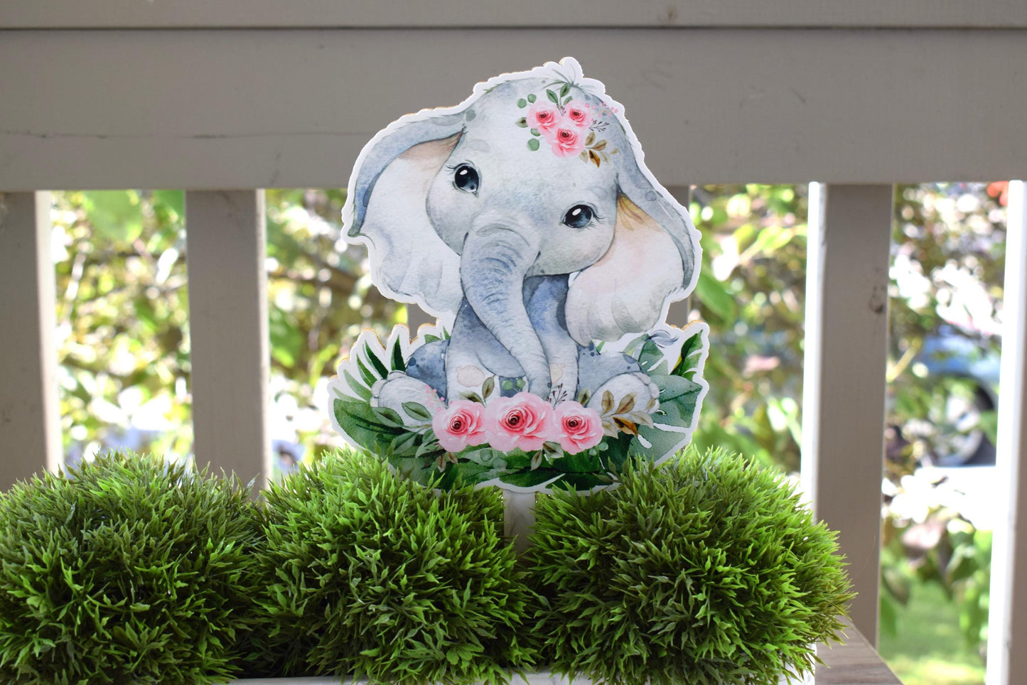 Girl Pink Rose Elephant Cake Toppers, Safari Baby Shower Party, Elephant Baby Shower Centerpieces Decorations, Room Decor, Mom Gifts- S0001