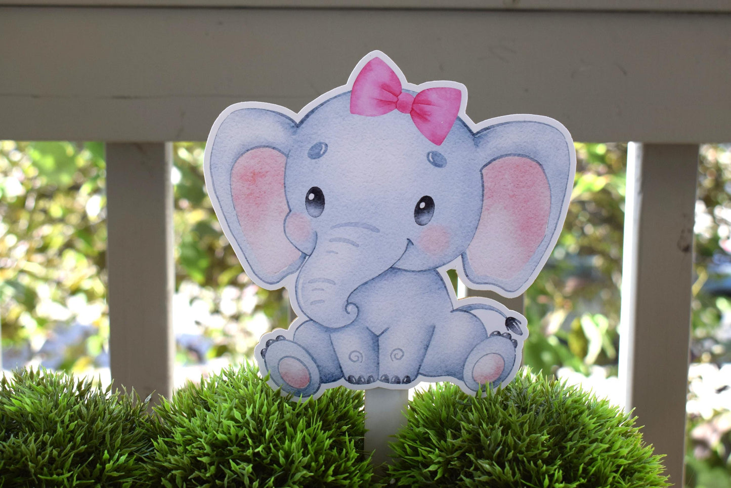 Pink Bow Elephant Cake Toppers, Elephant Baby Shower and Party, Pink Bow Diaper Cake, Baby Shower Decor, Celebrations By Cris - S0002