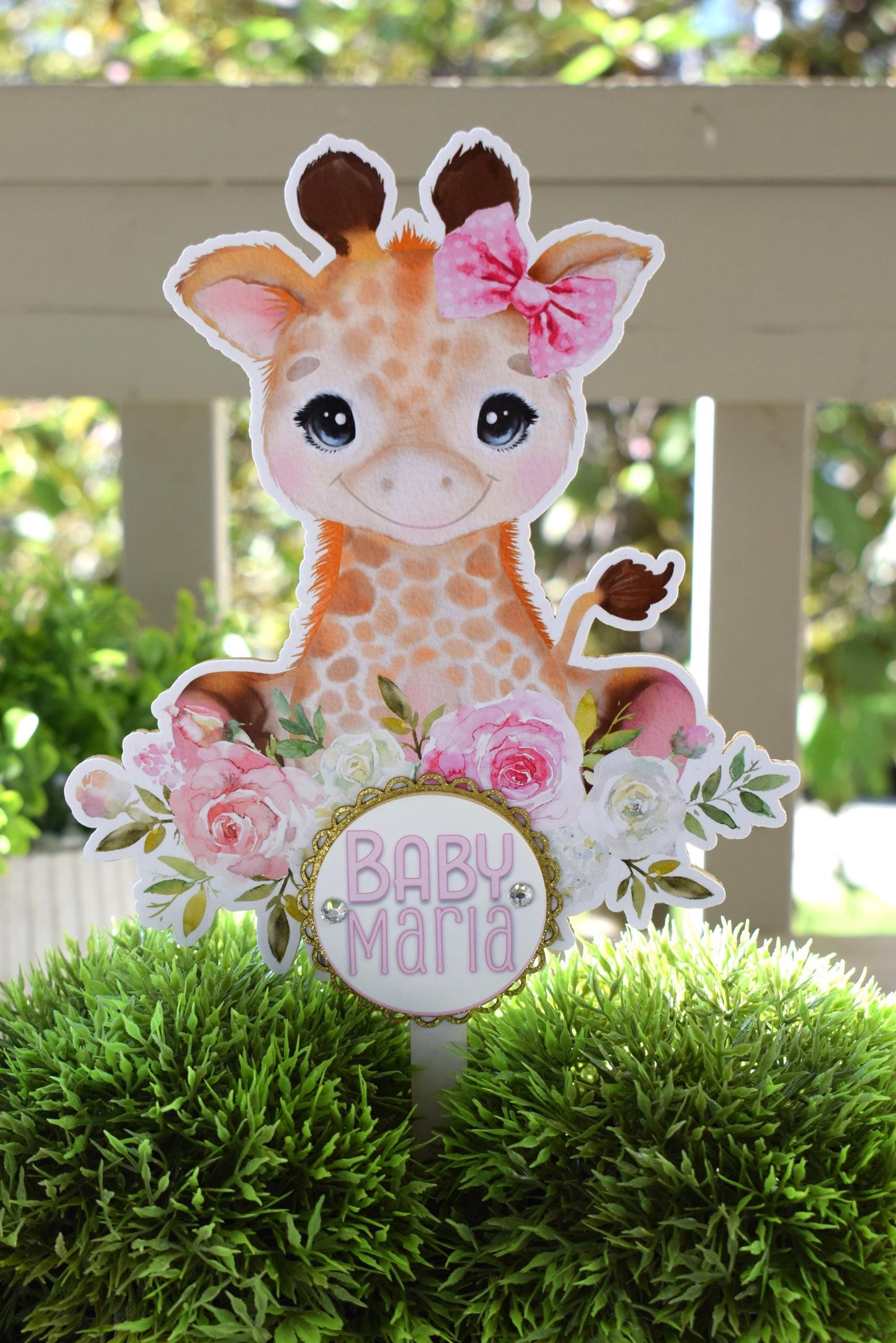 Pink Girl Giraffe Cake Toppers, Safari Baby Shower Party, Pink Giraffe Baby Shower Centerpieces Decorations, Room Decor, Mom Gifts - S0001