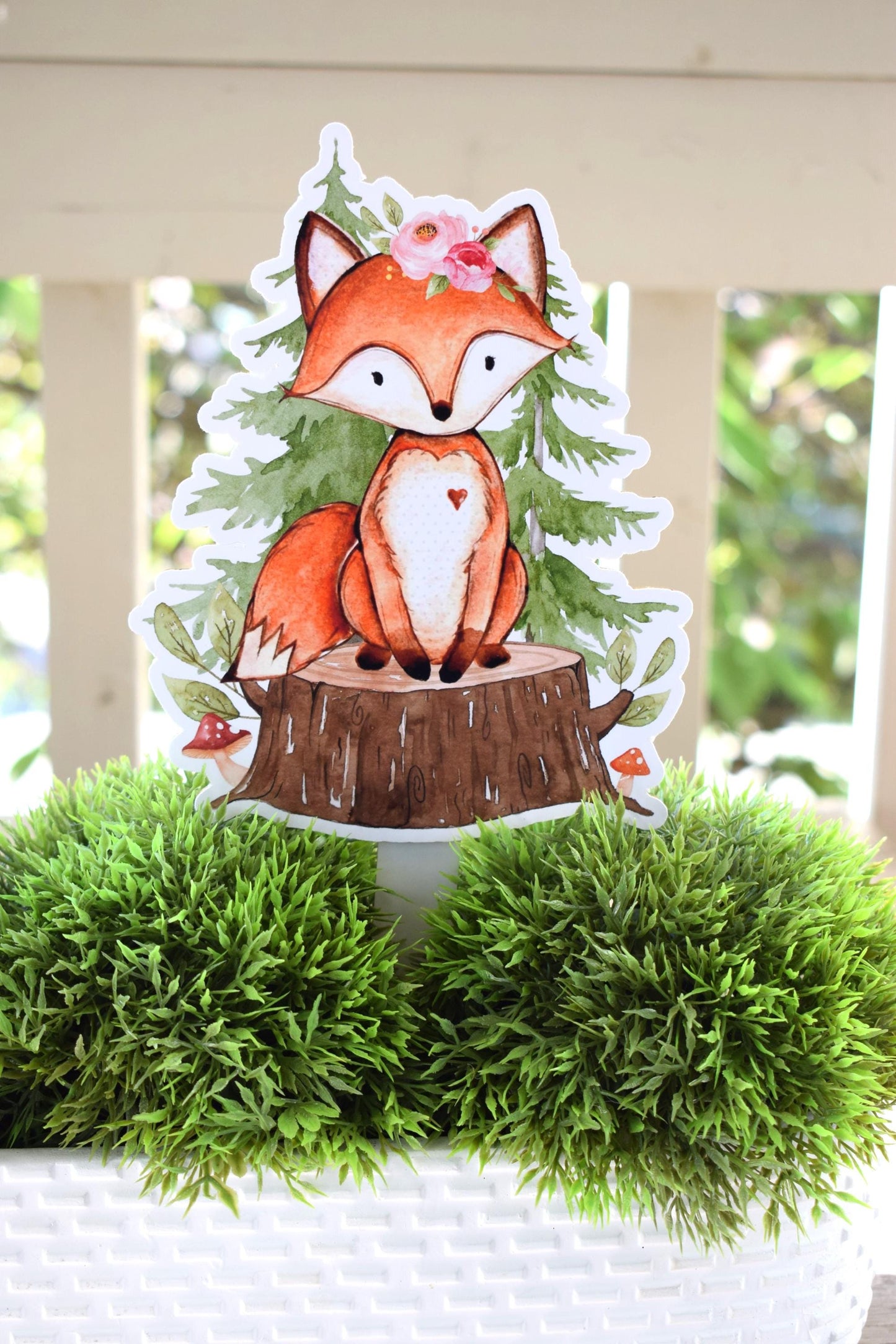 Girl Woodland Cake Topper, Woodland Centerpieces Decorations, Fox Bear Deer Rabbit Raccoon, Girl Room Nursery Decor, Celebrations By Cris