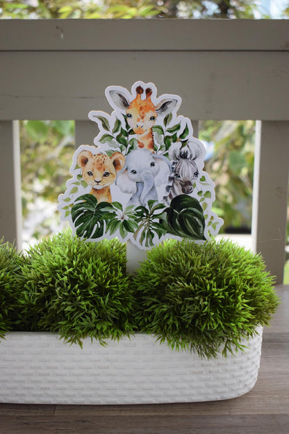 Jungle Safari Topper For Baby Shower Or Party, Party Decor, Baby Shower Centerpieces Decorations, Room Nursery Decor, New Mom Gifts - S0002