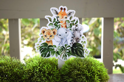 Jungle Safari Topper For Baby Shower Or Party, Party Decor, Baby Shower Centerpieces Decorations, Room Nursery Decor, New Mom Gifts - S0002