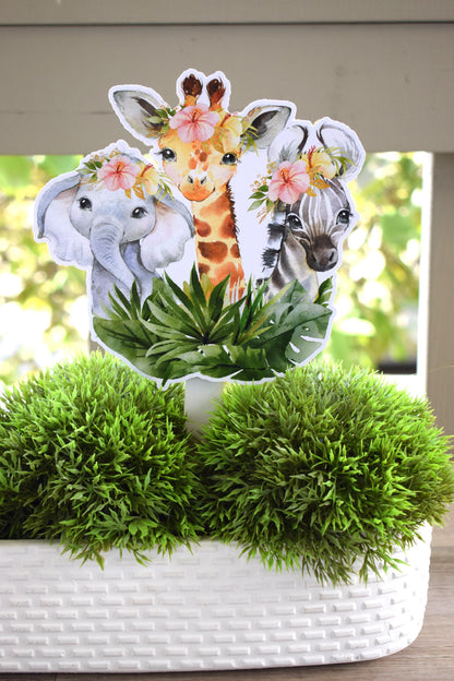 Tropical Girl Jungle Safari Topper For Baby Shower Or Party, Party Decor, Baby Shower Centerpieces Decorations, Room Decor, New Mom Gifts