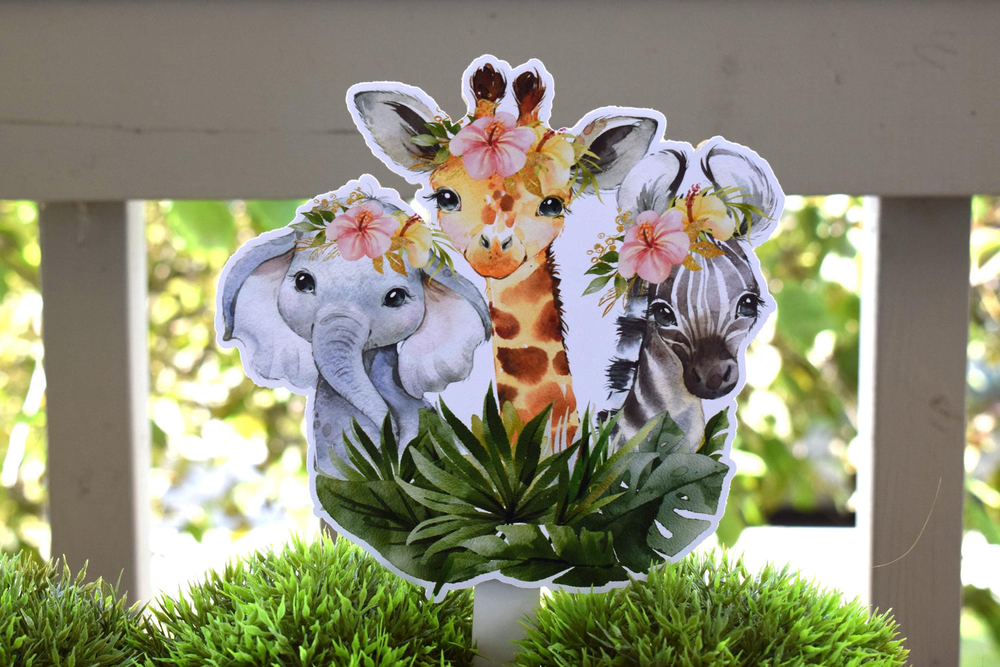 Tropical Girl Jungle Safari Topper For Baby Shower Or Party, Party Decor, Baby Shower Centerpieces Decorations, Room Decor, New Mom Gifts