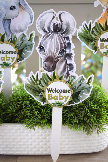 Jungle Safari Cake Toppers, Baby Shower Party, Baby Shower Centerpieces Decorations, Boy Room Nursery Decor, New Mom Gifts - S0001