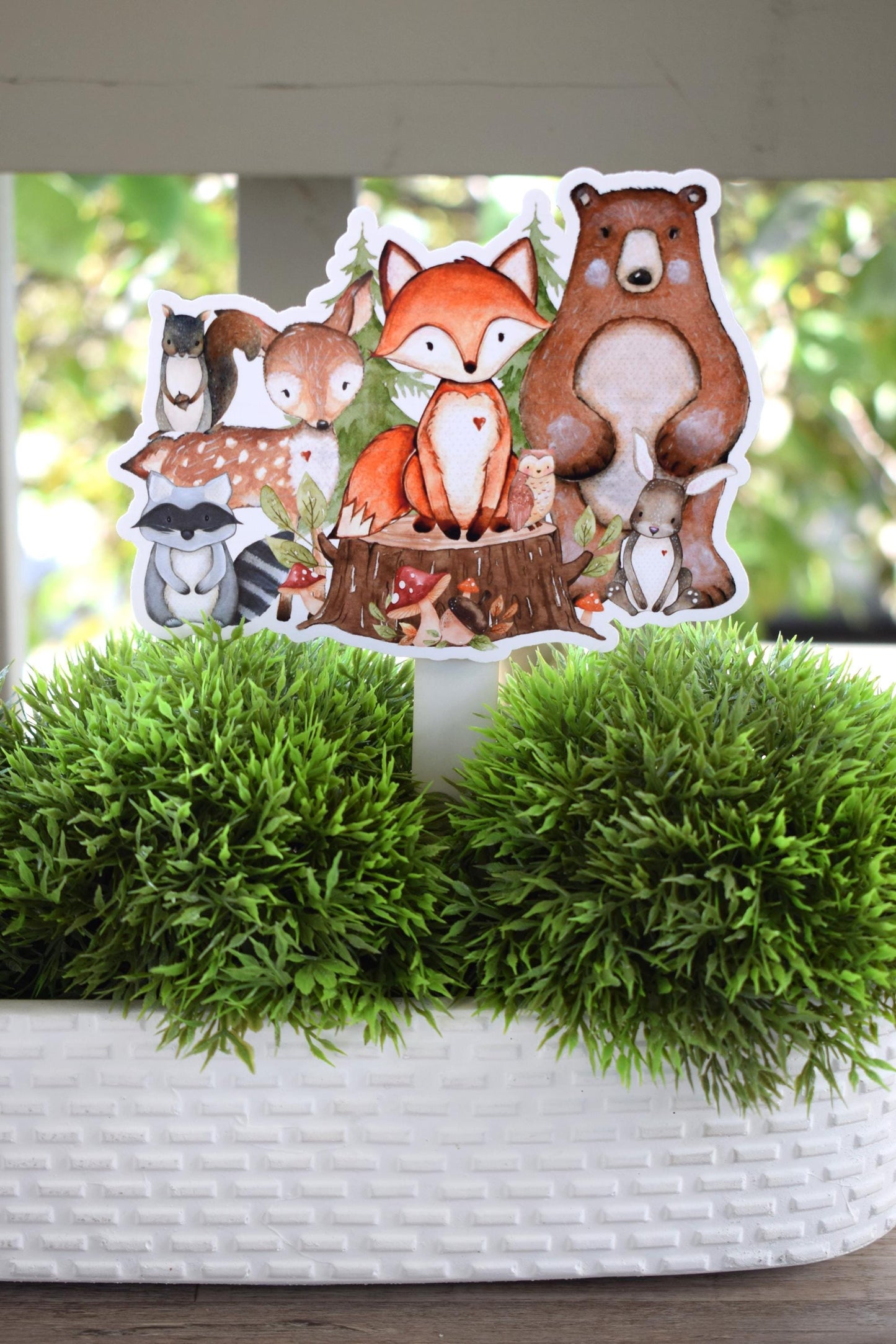 Woodland Animal Cake Topper, Woodland Centerpieces Decorations, Fox Bear Deer Rabbit Raccoon Toppers, Room Decor, New Mom Gifts- S0005