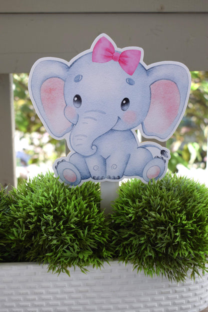 Pink Bow Elephant Cake Toppers, Elephant Baby Shower and Party, Pink Bow Diaper Cake, Baby Shower Decor, Celebrations By Cris - S0002