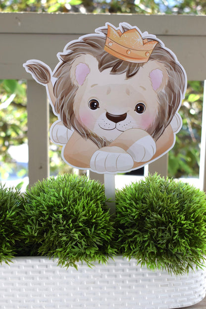 Baby Lion Cake Toppers, Crown Baby Cub Lion Baby Shower Party, Baby Lion King Shower Centerpieces Decor, Boy Room Decor, New Mom Gifts