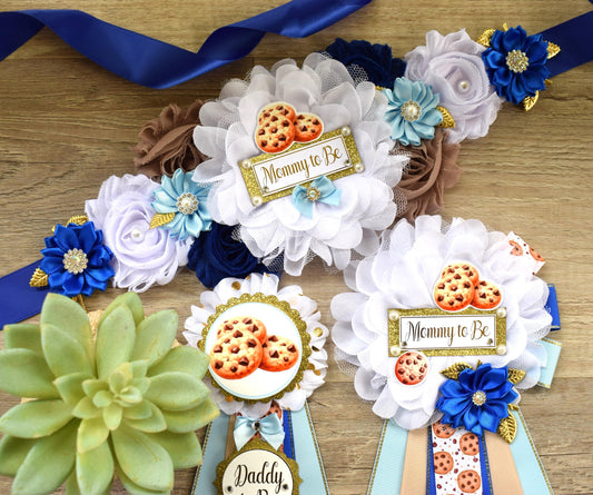 Cookie Baby Shower, Royal Brown White Maternity Sash, Mommy To Be, Daddy To Be, Custom - Celebrations By Cris