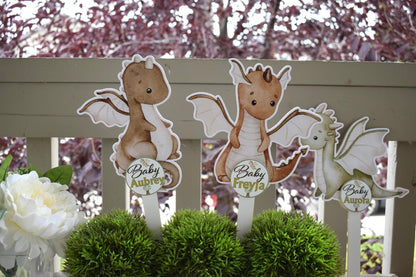 Dragon Cake Toppers Baby Shower, Boy Dragon Baby Shower Centerpieces Decorations, Neutral Boy Room Nursery Decor, New Mom Gifts - S00016