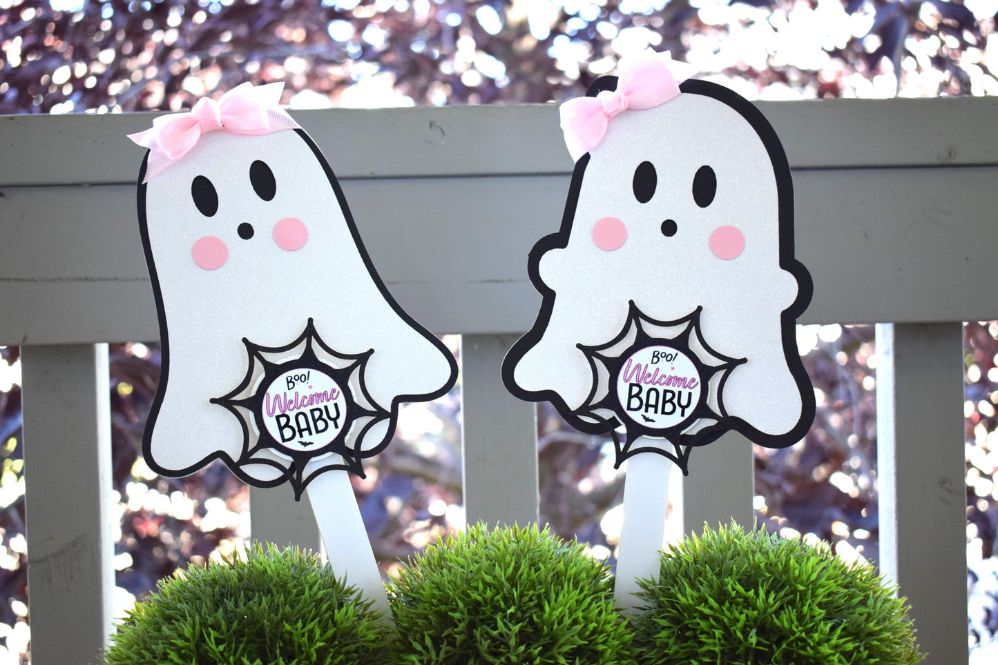 Pink Girl Ghost Cake Toppers, Baby Shower, Halloween Baby Shower, Centerpieces Decorations, Pink Ghost Shower Party Decor - S0011