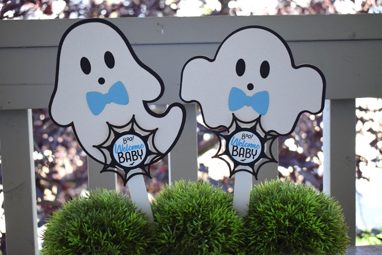 Blue Boy Ghost Cake Toppers, Baby Shower, Halloween Baby Shower, Centerpieces Decorations, Blue Ghost Shower Party Decor - S0011