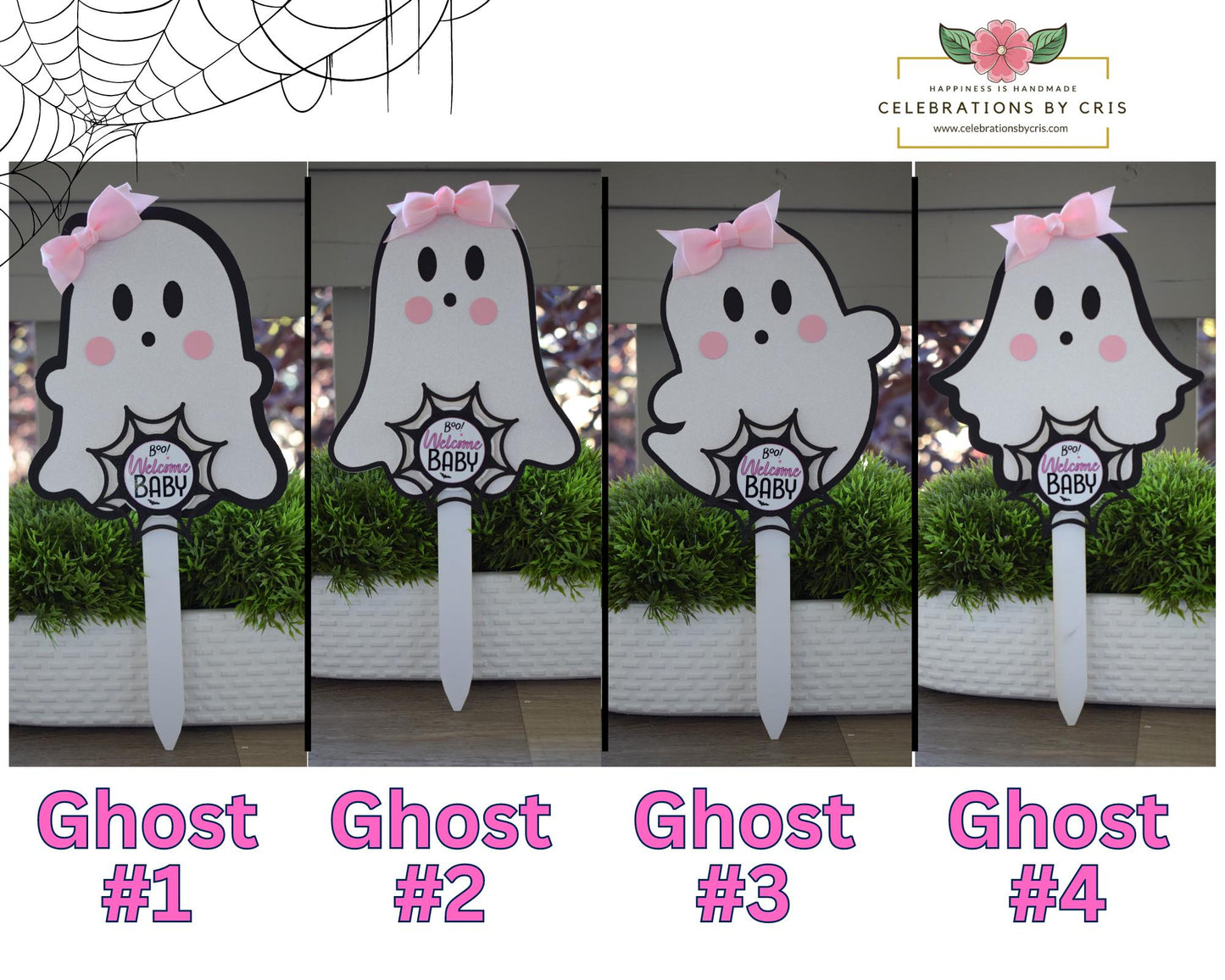 Pink Girl Ghost Mini Diaper Cake Baby Shower, Girl Pink Halloween Baby Shower Centerpieces Decorations, Pink Ghost Shower Party Decor - S011