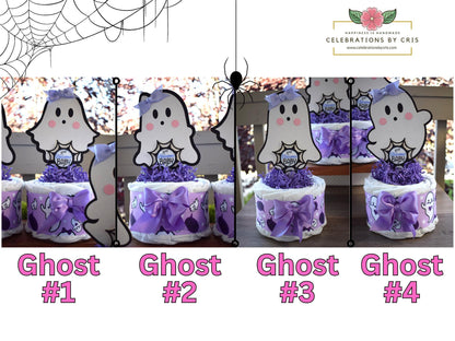 Lavender Ghost Mini Diaper Cake Baby Shower, Girl Pink Halloween Baby Shower Centerpieces Decorations, Purple Ghost Shower Party Decor