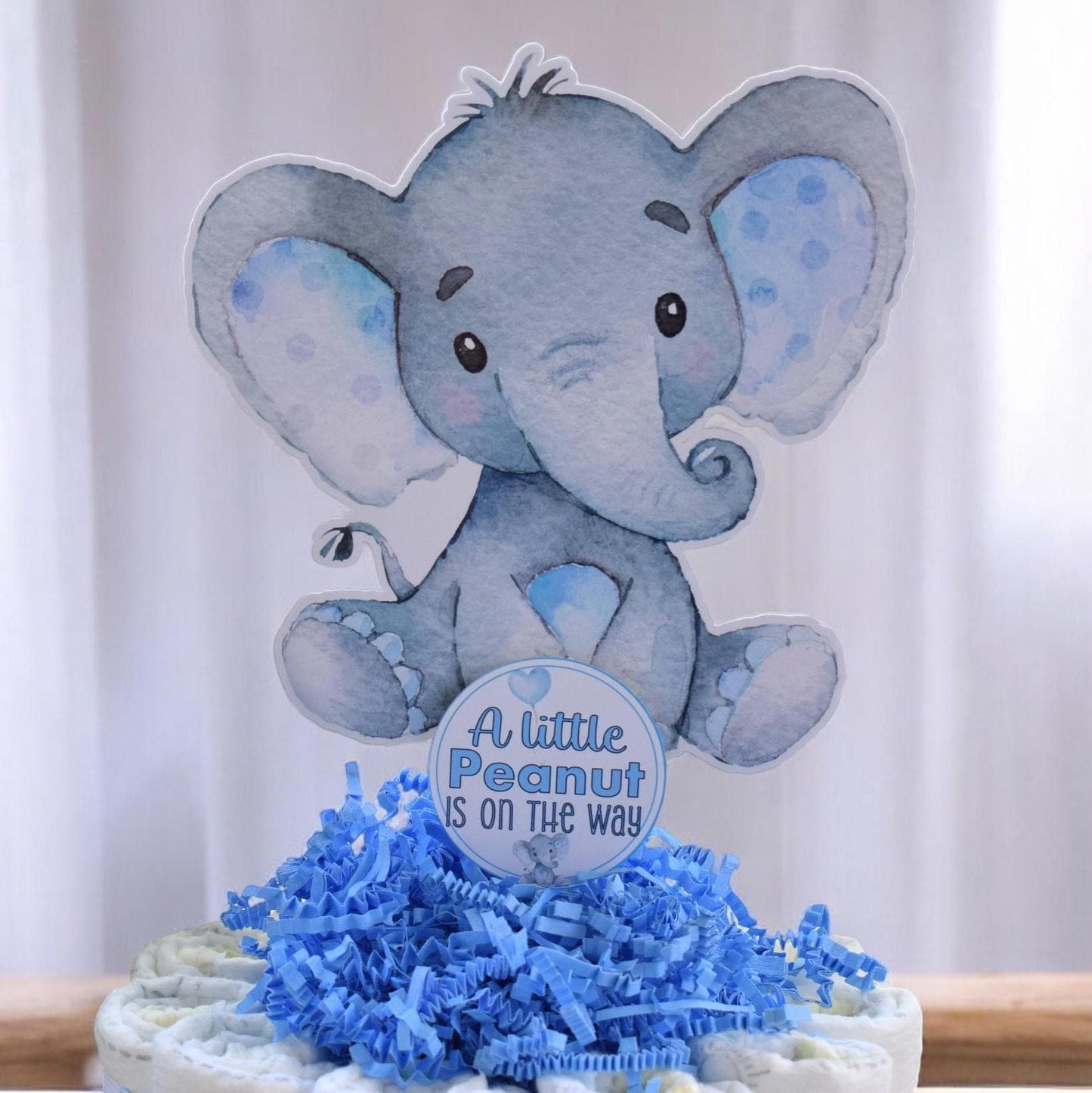 Blue Elephant Mini Diaper Cake Baby Shower, Baby Shower Centerpieces Decorations, Girls Room Nursery Decor, New Mom Gifts, Baby Shower Gift