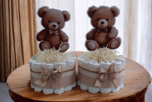 Gender Reveal Teddy Bear Mini Diaper Cake Baby Shower, Baby Shower Centerpieces Decorations, Nursery Decor, New Mom Gifts, Baby Shower Gift