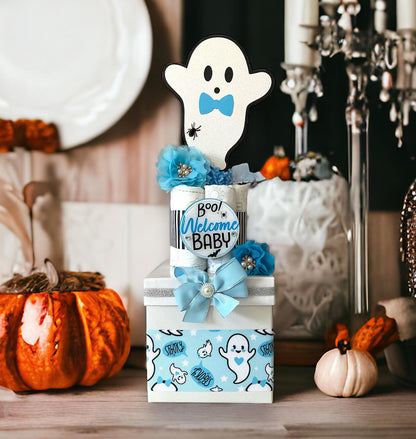 Blue Boy Ghost Centerpiece Baby Shower, Diaper Cake Baby Shower, Centerpieces Decorations, Boy Room Decor, Baby Shower Present, New Mom Gift