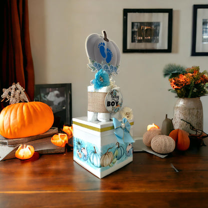 Blue Pumpkin Centerpiece Baby Shower, Gender Reveal Diaper Cake Baby Shower, Centerpieces Decorations, Boy Room Decor, New Mom Gift