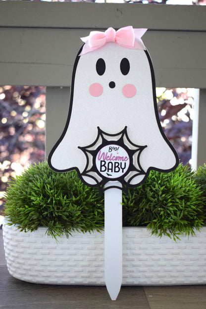 Pink Girl Ghost Cake Toppers, Baby Shower, Halloween Baby Shower, Centerpieces Decorations, Pink Ghost Shower Party Decor - S0011