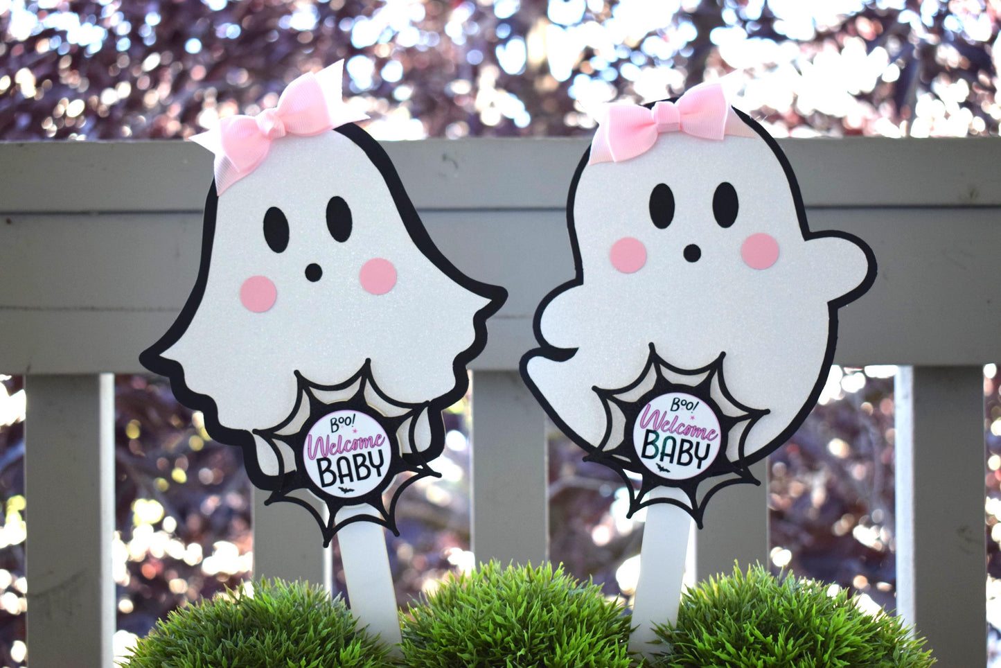 Pink Girl Ghost Cake Toppers, Baby Shower, Halloween Baby Shower, Centerpieces Decorations, Pink Ghost Shower Party Decor - S0011