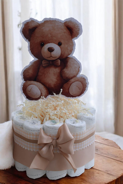 Gender Reveal Teddy Bear Mini Diaper Cake Baby Shower, Baby Shower Centerpieces Decorations, Nursery Decor, New Mom Gifts, Baby Shower Gift