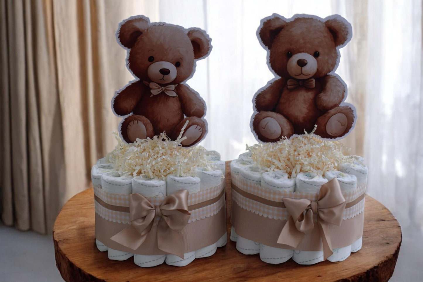 Gender Reveal Teddy Bear Mini Diaper Cake Baby Shower, Baby Shower Centerpieces Decorations, Nursery Decor, New Mom Gifts, Baby Shower Gift