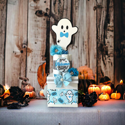 Blue Boy Ghost Centerpiece Baby Shower, Diaper Cake Baby Shower, Centerpieces Decorations, Boy Room Decor, Baby Shower Present, New Mom Gift