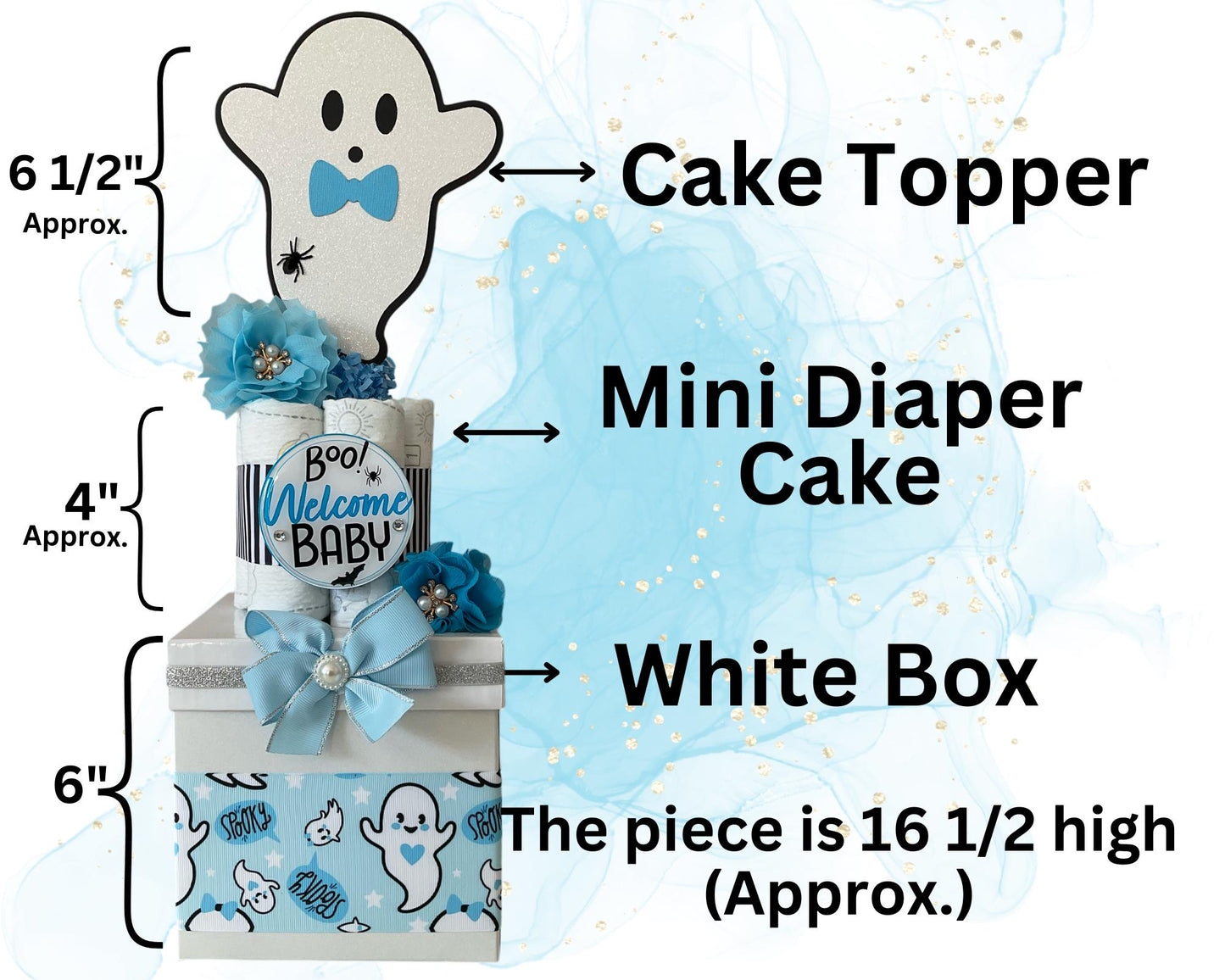 Blue Boy Ghost Centerpiece Baby Shower, Diaper Cake Baby Shower, Centerpieces Decorations, Boy Room Decor, Baby Shower Present, New Mom Gift