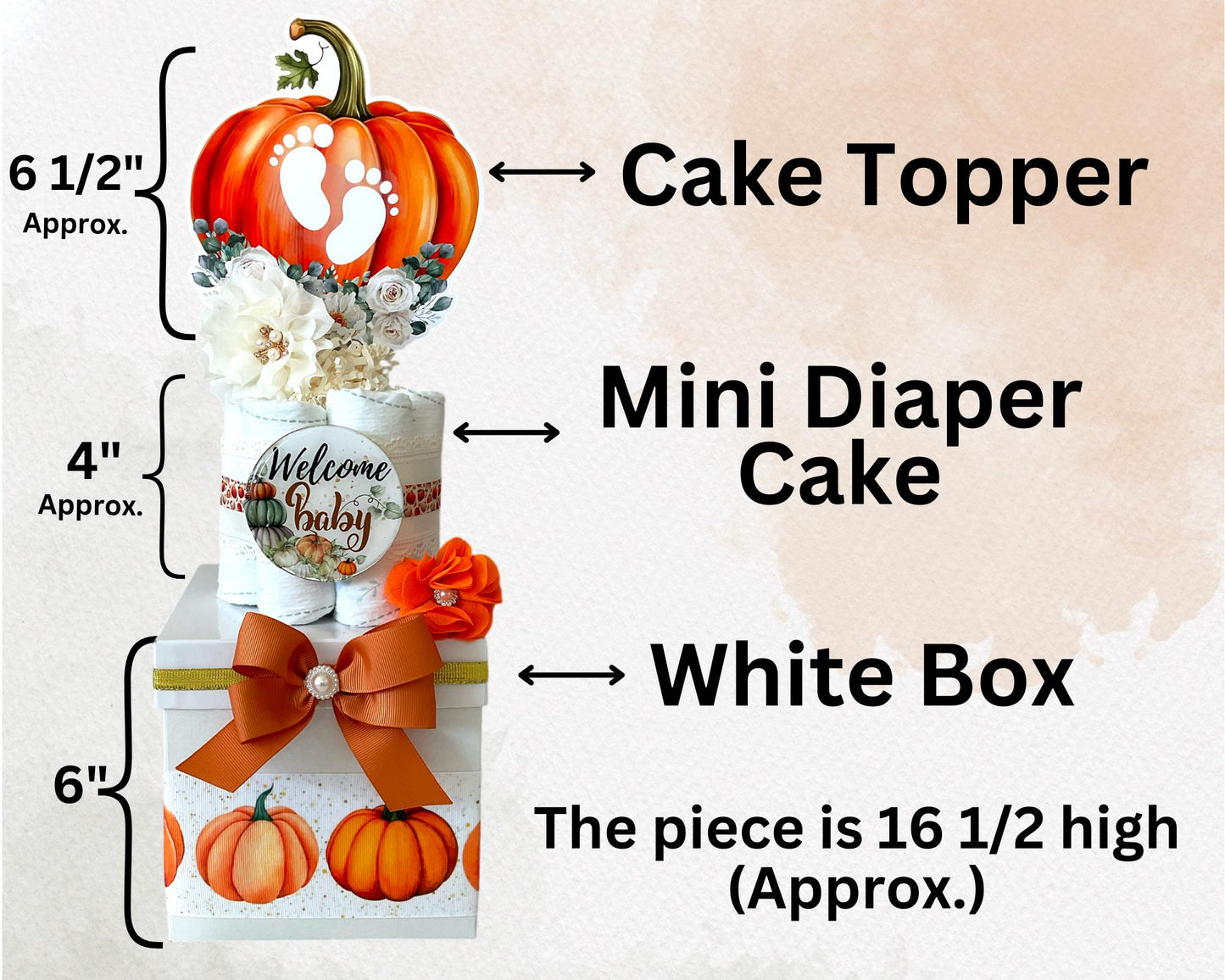 Orange Pumpkin Centerpiece Baby Shower, Gender Reveal Diaper Cake Baby Shower, Centerpieces Decorations, Boy Girl Room Decor, New Mom Gift