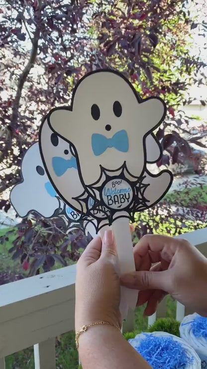 Blue Boy Ghost Cake Toppers, Baby Shower, Halloween Baby Shower, Centerpieces Decorations, Blue Ghost Shower Party Decor - S0011