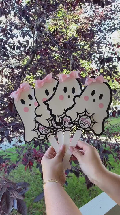 Pink Girl Ghost Cake Toppers, Baby Shower, Halloween Baby Shower, Centerpieces Decorations, Pink Ghost Shower Party Decor - S0011