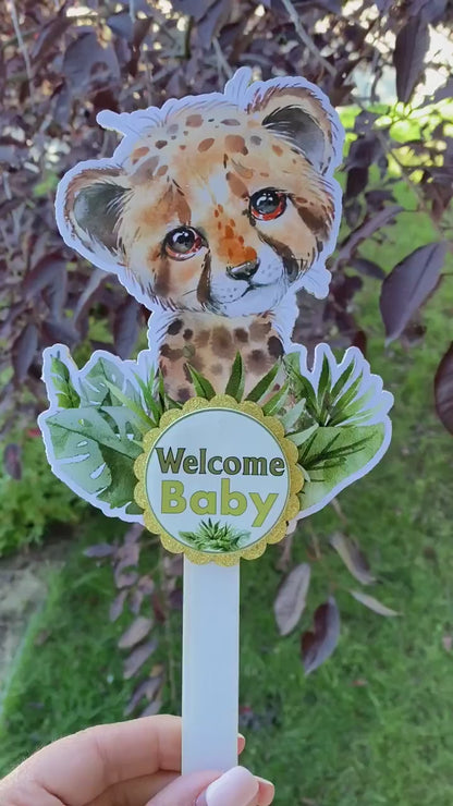 Jungle Safari Cake Toppers, Baby Shower Party, Baby Shower Centerpieces Decorations, Boy Room Nursery Decor, New Mom Gifts - S0001