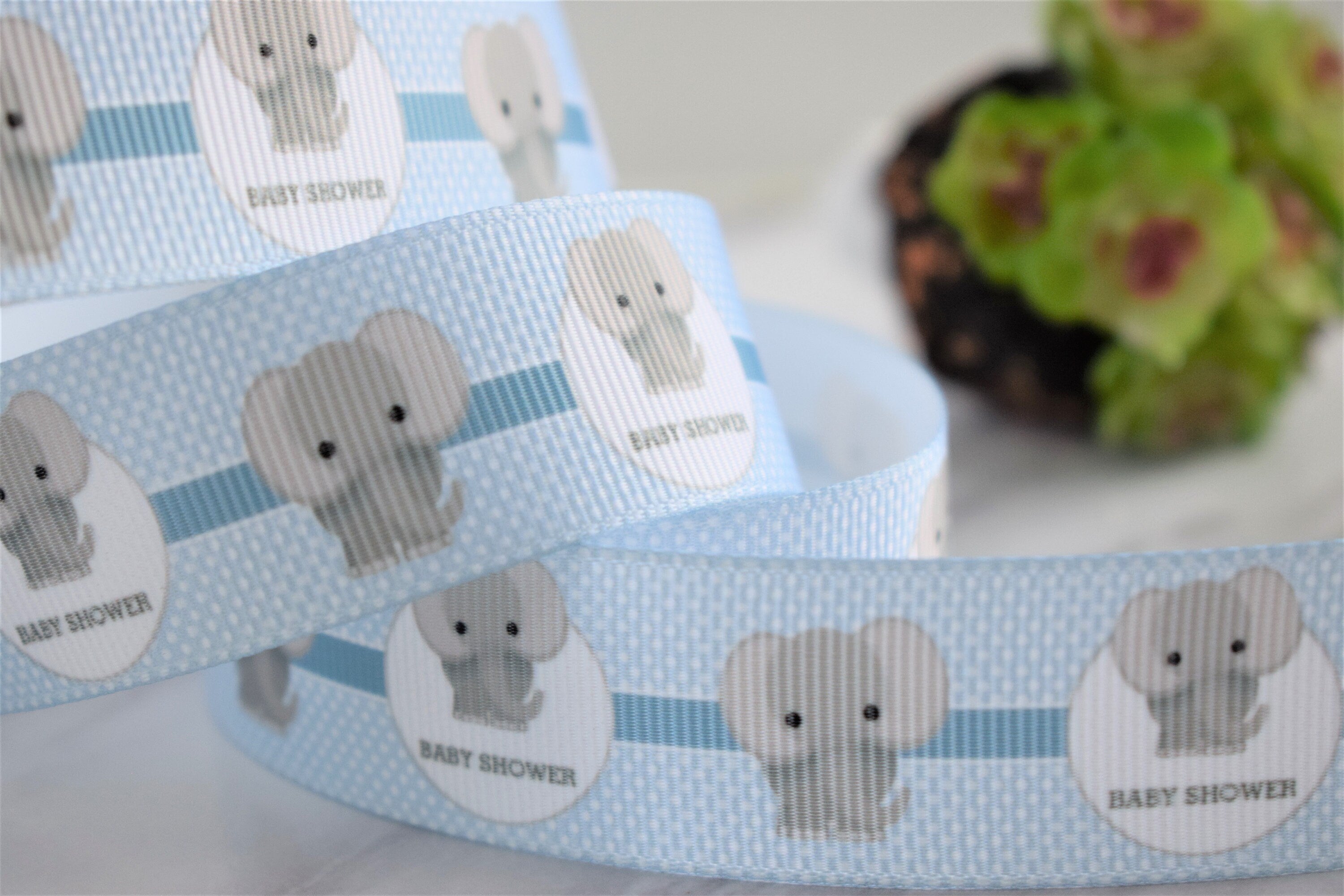 🐘 Blue Elephant Baby Shower Ribbon